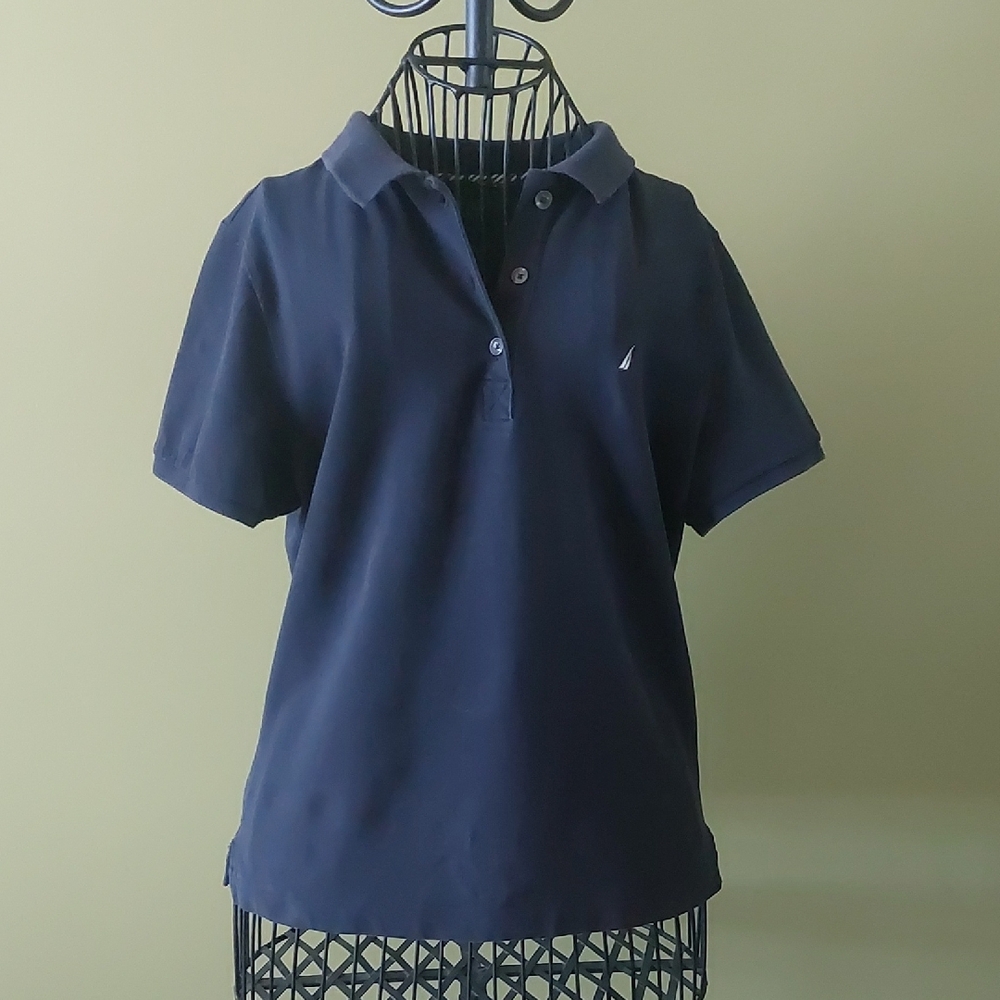 "Nautica" Polo Shirr, Size L. navy color